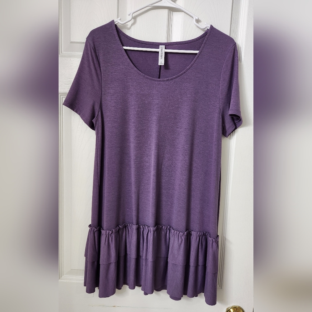 Zenana Premium Purple Ruffle Hem Tunic